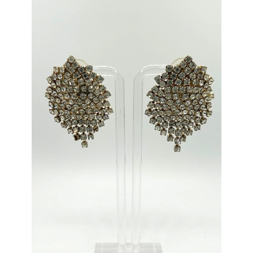 Vintage Elegant Crystal Cascade Drop Earrings - Gold Tone